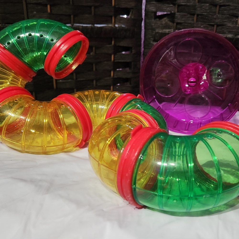 🌟2/40🌟 Hampster tunnel pieces n wheel